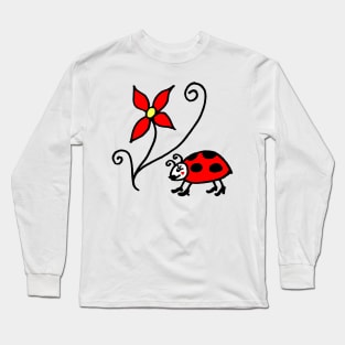 Cute Ladybug with Flower Long Sleeve T-Shirt